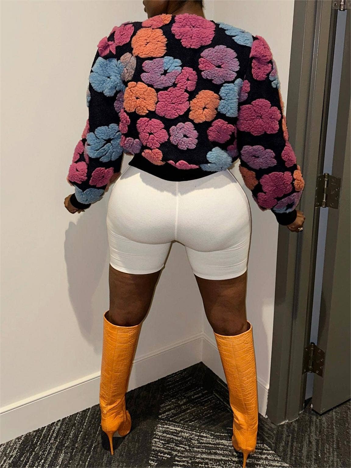 Retro coat three-dimensional flower loose jacket cardigan