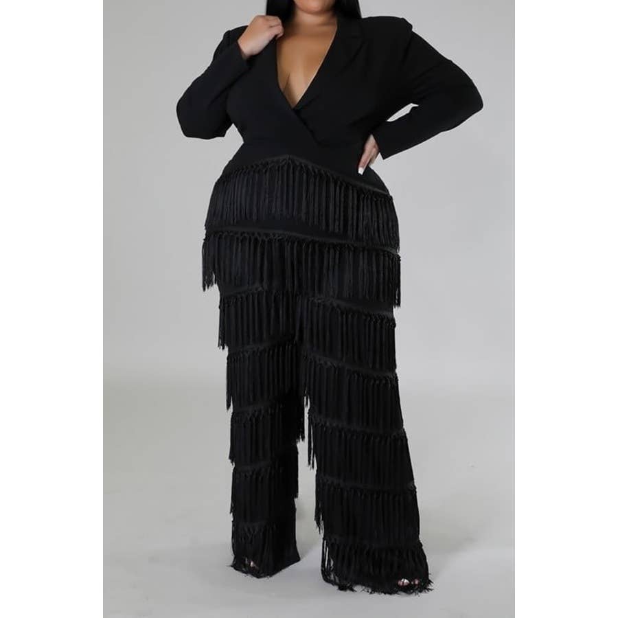 GLAMOUR EDGE FRINGE JUMPSUIT