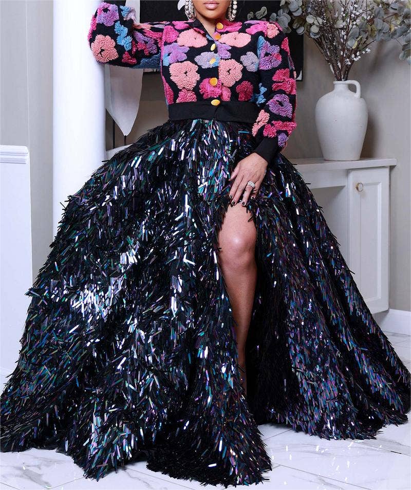 Retro coat three-dimensional flower loose jacket cardigan