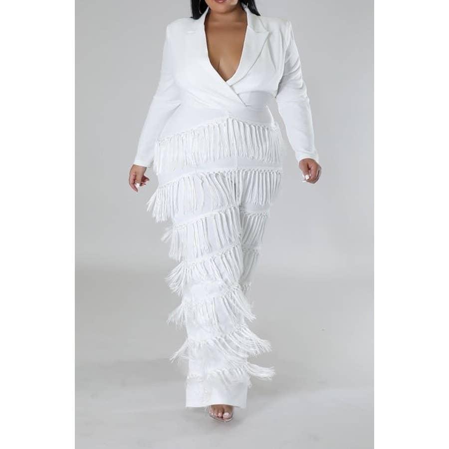 GLAMOUR EDGE FRINGE JUMPSUIT