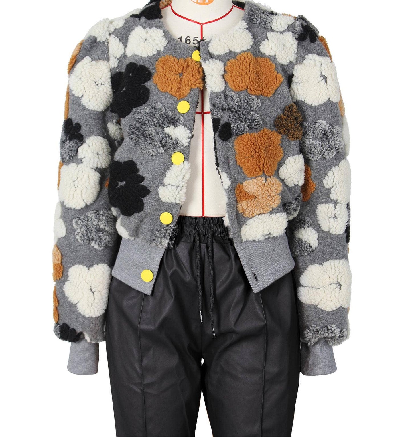 Retro coat three-dimensional flower loose jacket cardigan