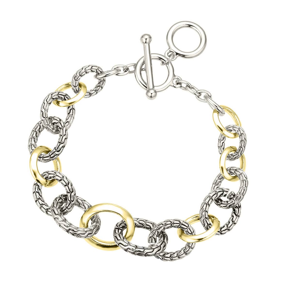 Two Tone Circle Link Chain Bracelet