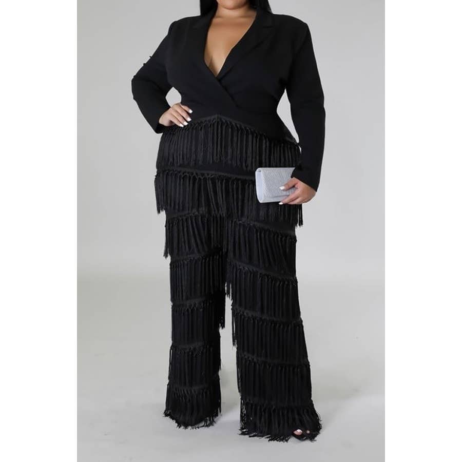 GLAMOUR EDGE FRINGE JUMPSUIT